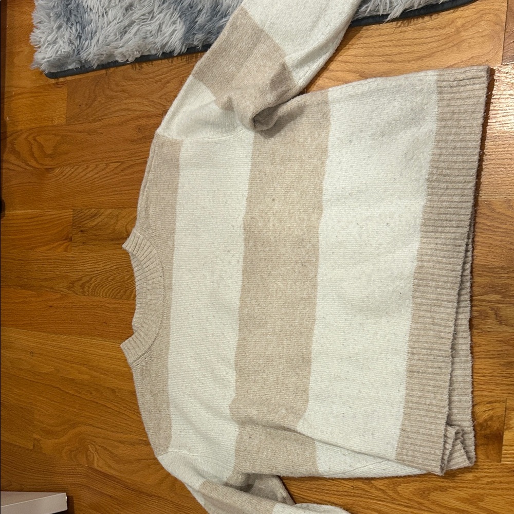 American Eagle Outfitters Beige and Cream Striped Sweater